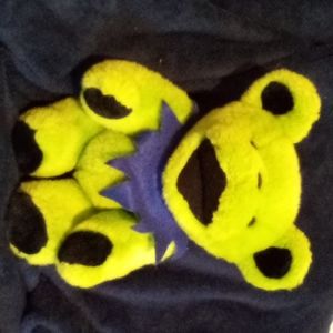 Vintage 1994 Grateful Dead Neon Green and Purple jointed dancing bear.